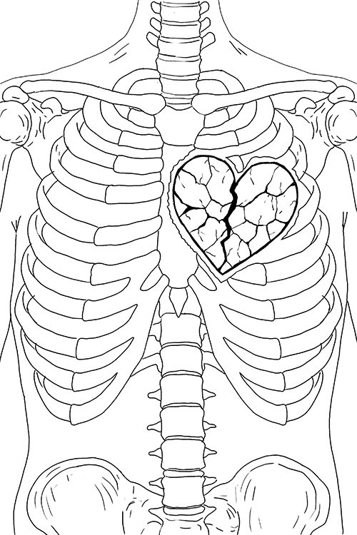 The Weight of Invisible Wounds – 4x6 Art Print + Hand-Colorable Version