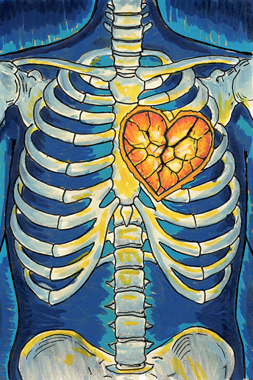 The Weight of Invisible Wounds – 4x6 Art Print + Hand-Colorable Version